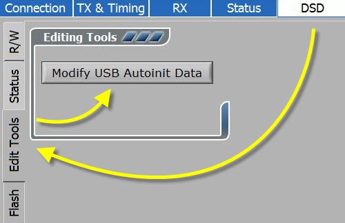 Go to edit tools and clik on Modify USB Autoinit Data 